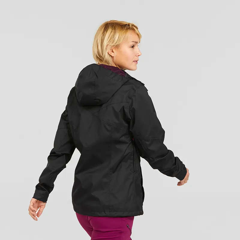 chaqueta impermeable montaa y trekking mujer quechua mh100 negro